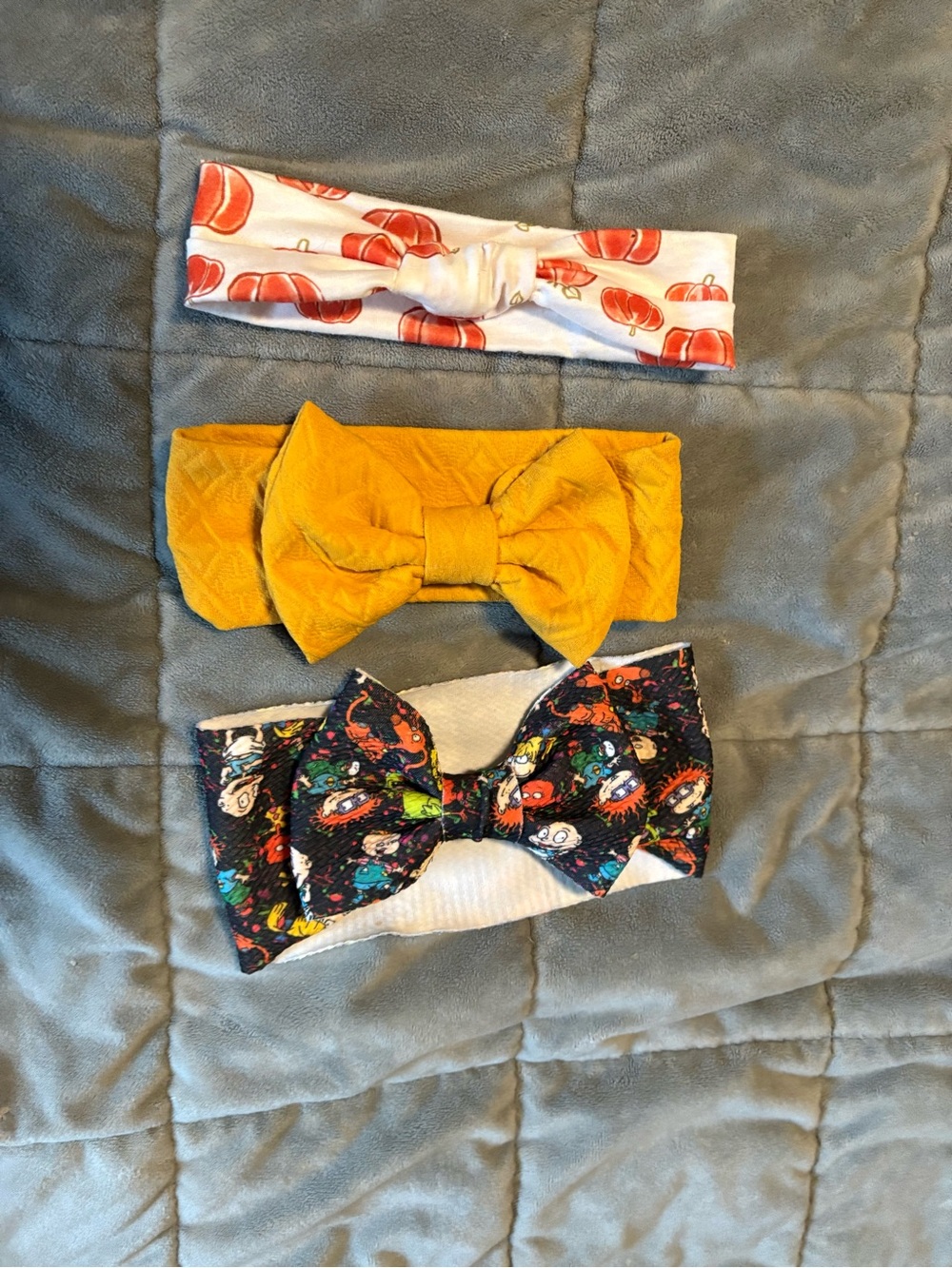 Kids Stretch Bow Headbands - White, Mustard & Multicolor